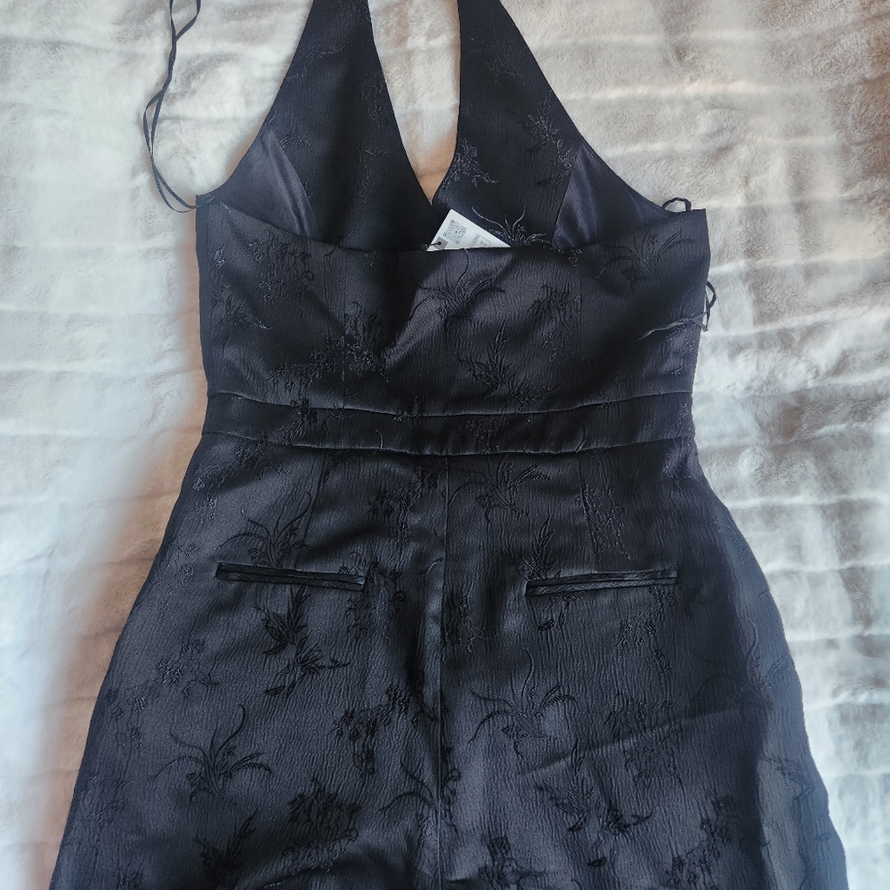 Zara jacquard vest jumpsuit/ vest halter jumpsuit black sz L BNWT - Picture 11 of 11